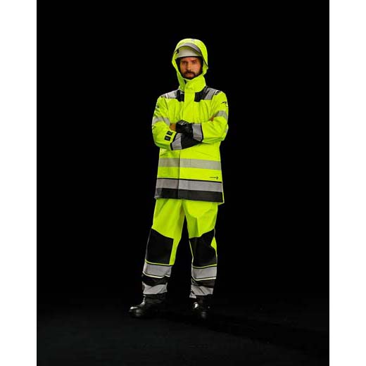 Regnbukse Stord PU Bib KL.2 Gul/Svart 4 Regnbukse Stord PU Bib KL.2 Gul/Svart - Bilde 4